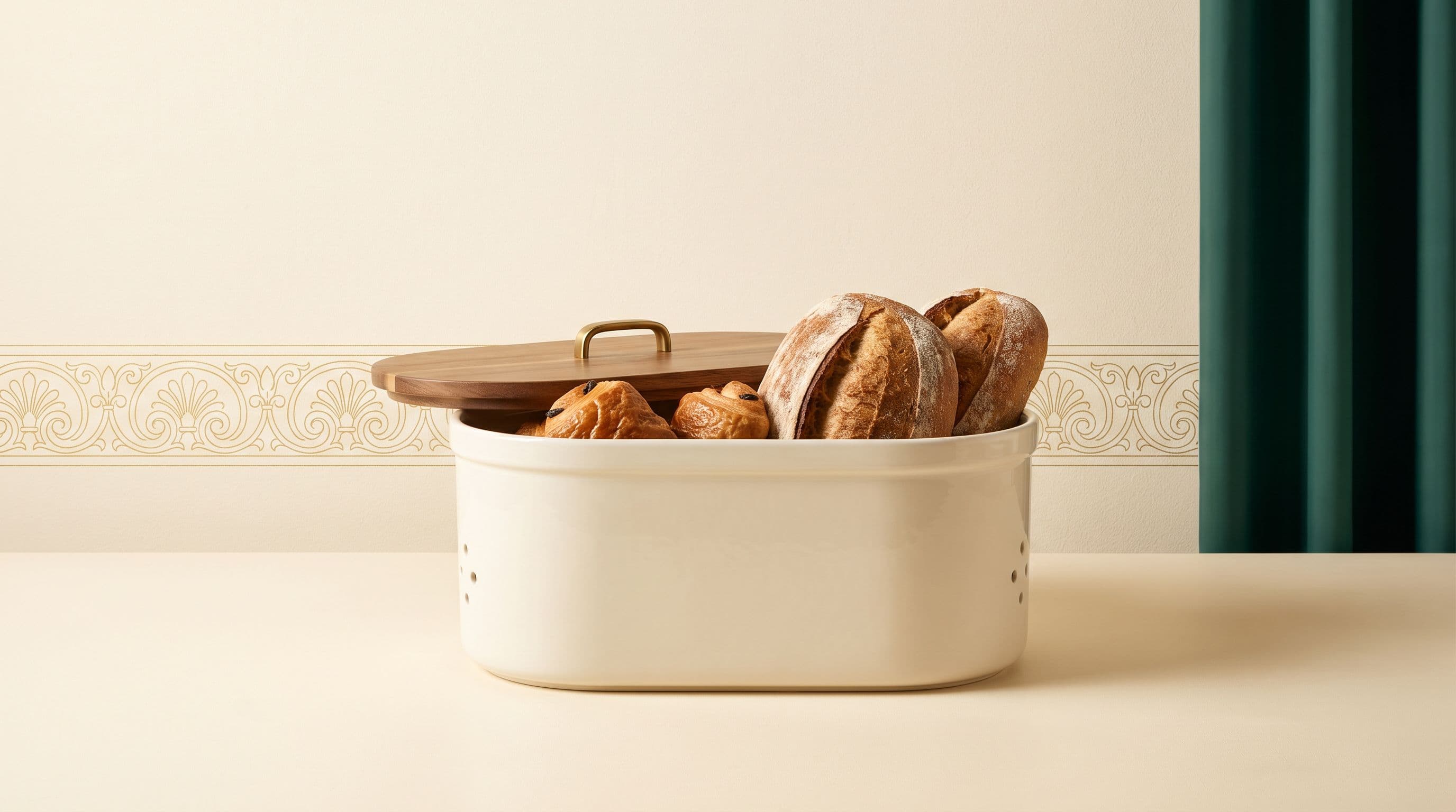 Boîte à pain ventilée avec pains frais